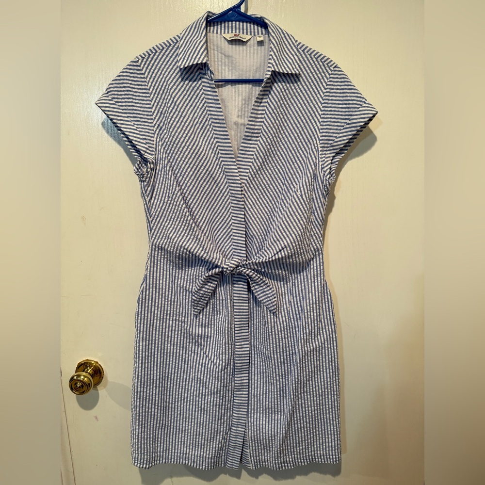 Vineyard Vines Blue and White Striped Midi Dress